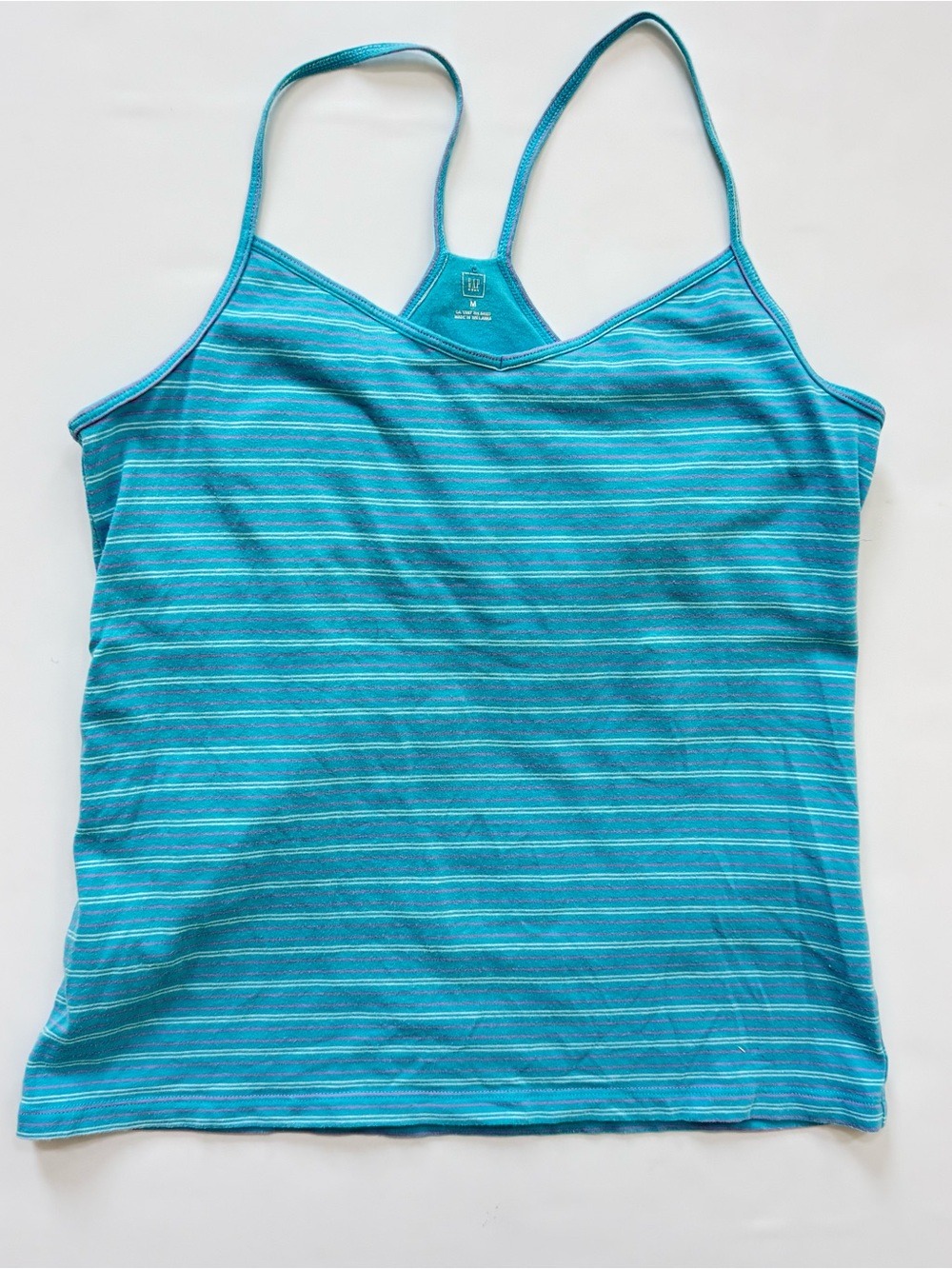GAP Women’s Teal Blue Striped Swim Tankini Top